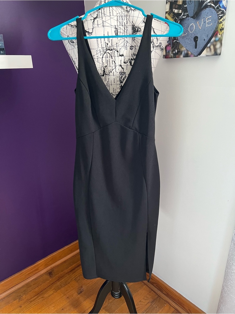 7 for $30 Lulu's Black V-Neck Midi Sheath Dress